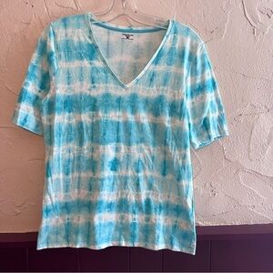 Jones New York Sport Blue and White Tie Dye Top Size Large